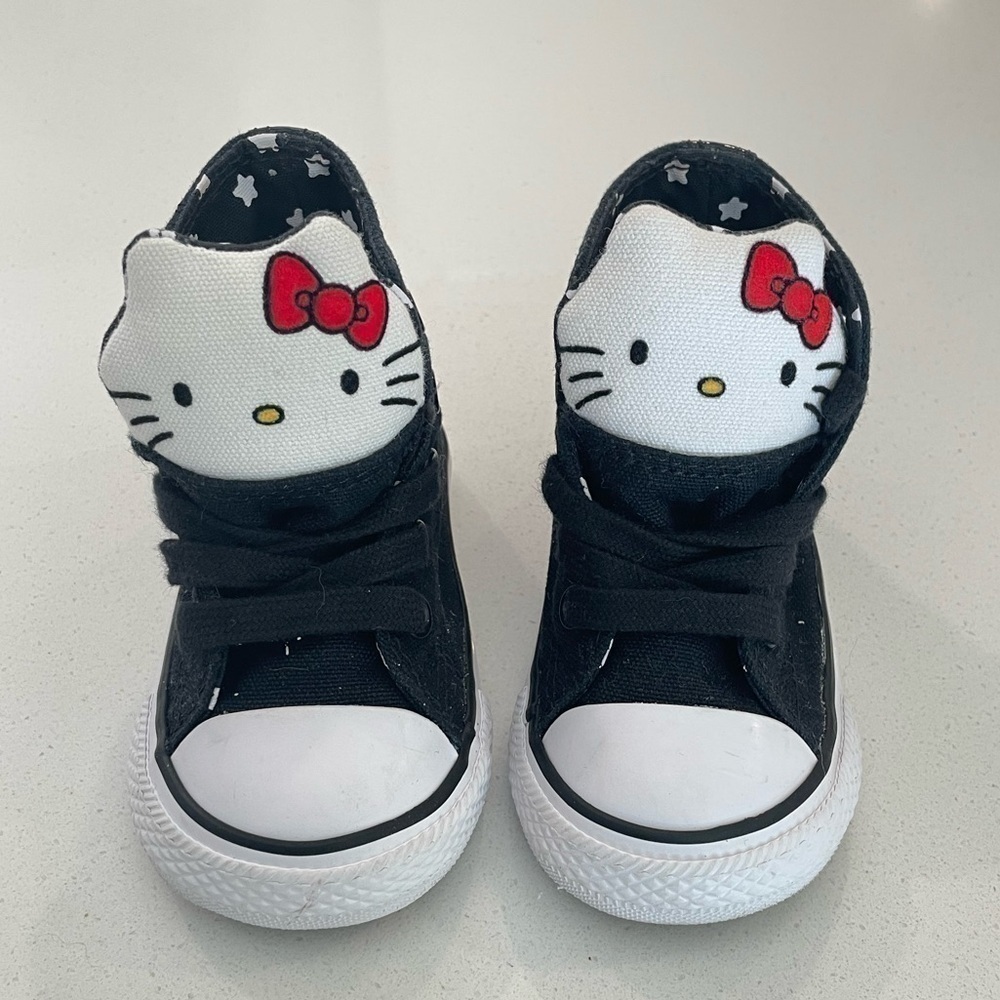 Hello kitty x converse black high top sneakers size 4 like new